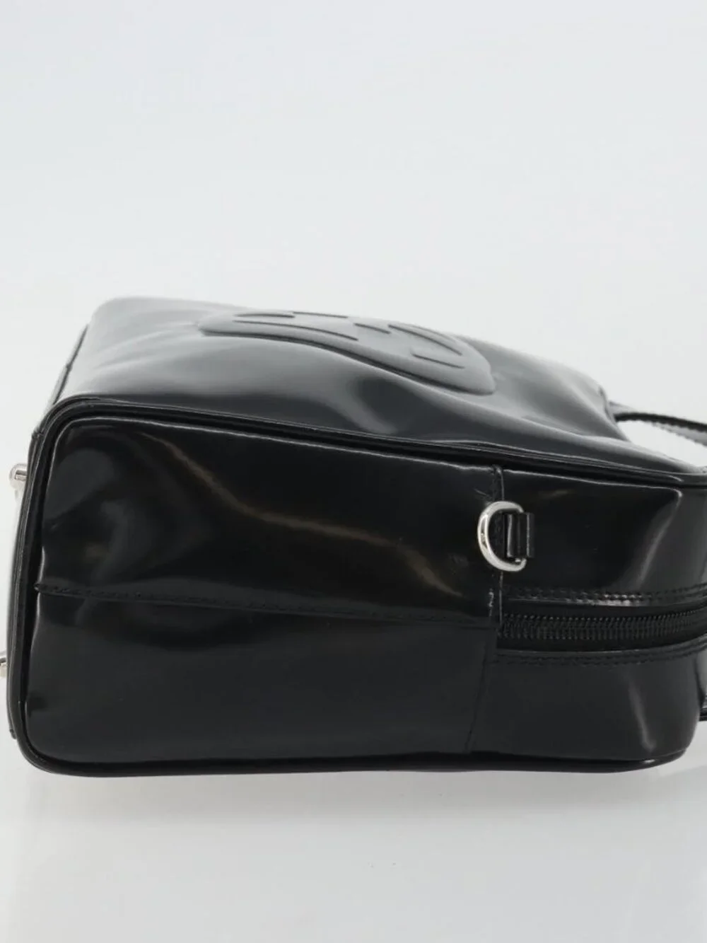 GUCCI Hand Bag Patent leather Black Silver 000 2058 0505 Auth 175262